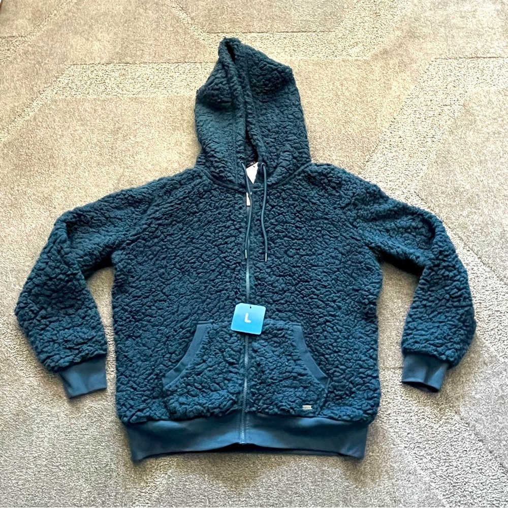 NWT Marc New York—Andrew Marc Blue Fleece Sherpa Style Zip Up Hoodie